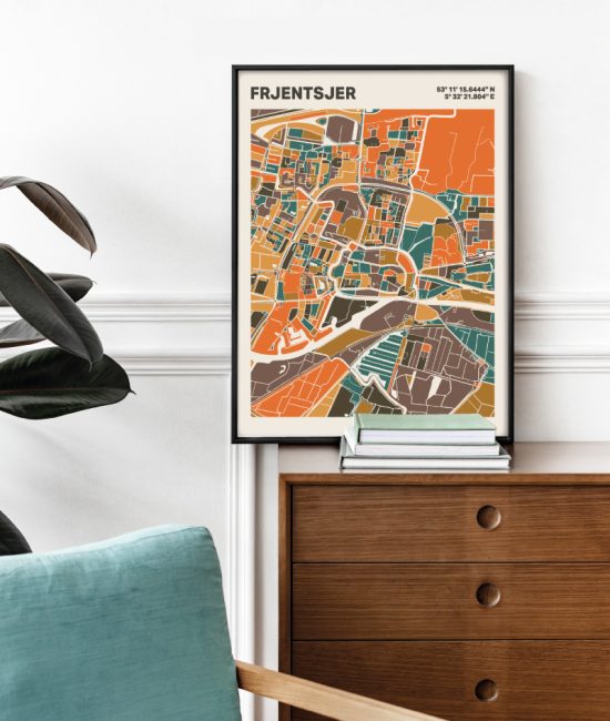 Plattegrond poster Licht Frjentsjer mozaiek stl 06 2 | Funky Fellow
