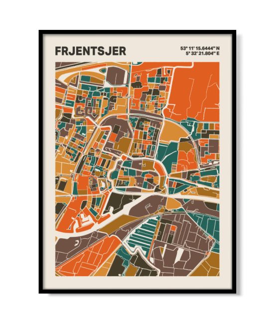 Plattegrond poster Licht Frjentsjer mozaiek stl 06 | Funky Fellow