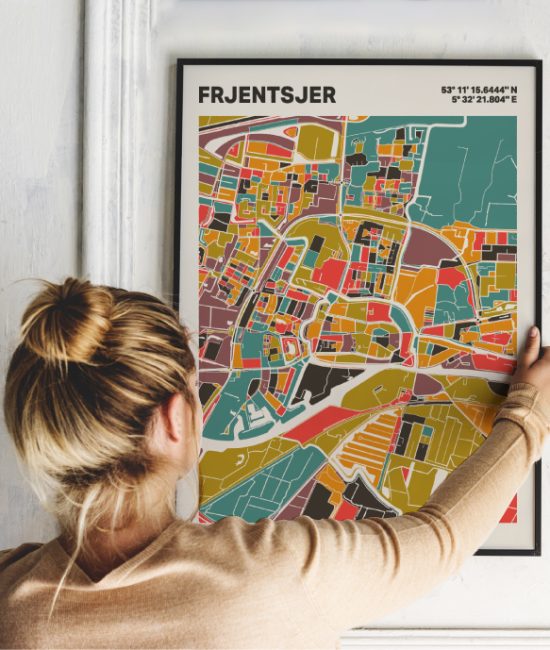 Plattegrond poster Licht Frjentsjer mozaiek stl 07 1 | Funky Fellow