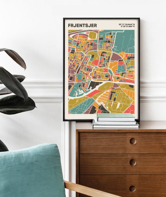 Plattegrond poster Licht Frjentsjer mozaiek stl 07 2 | Funky Fellow