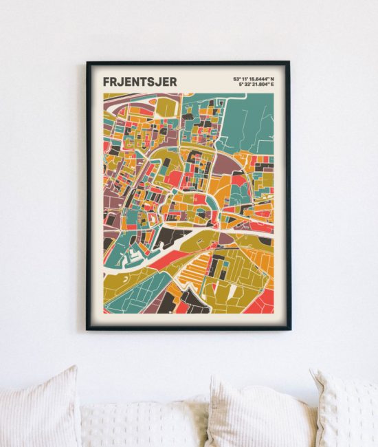 Plattegrond poster Licht Frjentsjer mozaiek stl 07 5 | Funky Fellow