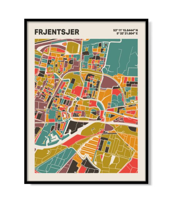 Plattegrond poster Licht Frjentsjer mozaiek stl 07 | Funky Fellow