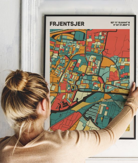 Plattegrond poster Licht Frjentsjer mozaiek stl 08 1 | Funky Fellow