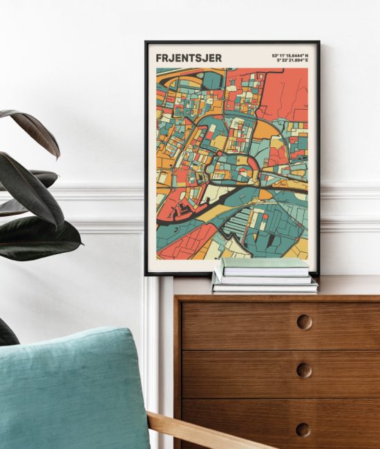 Plattegrond poster Licht Frjentsjer mozaiek stl 08 2 | Funky Fellow
