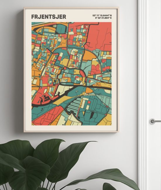Plattegrond poster Licht Frjentsjer mozaiek stl 08 4 | Funky Fellow