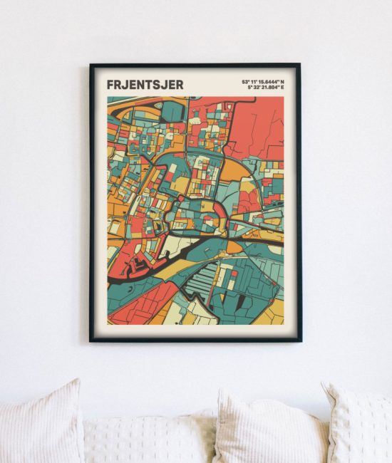 Plattegrond poster Licht Frjentsjer mozaiek stl 08 5 | Funky Fellow
