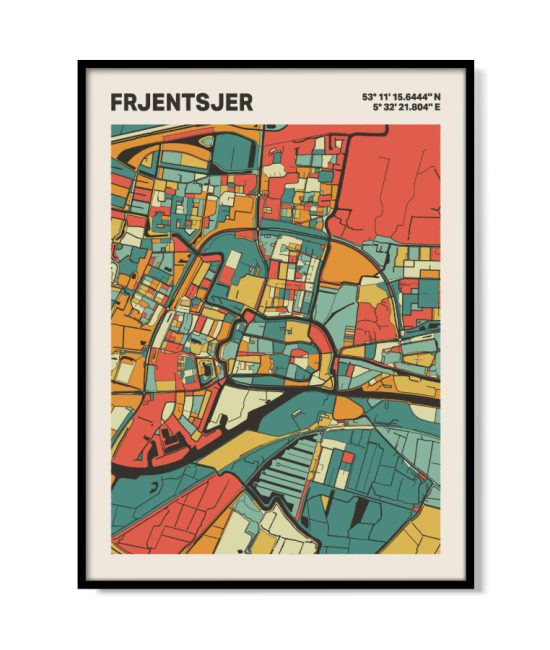 Plattegrond poster Licht Frjentsjer mozaiek stl 08 | Funky Fellow