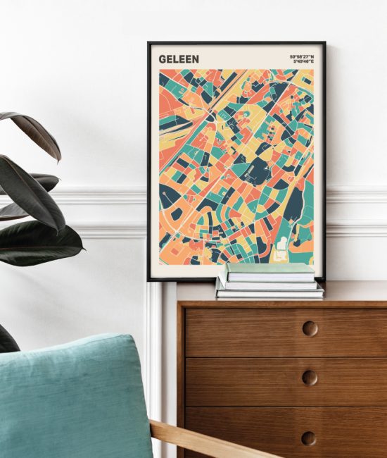 Plattegrond poster Licht Geleen mozaiek stl 01 Mockup stoel kast lijst 03 | Funky Fellow