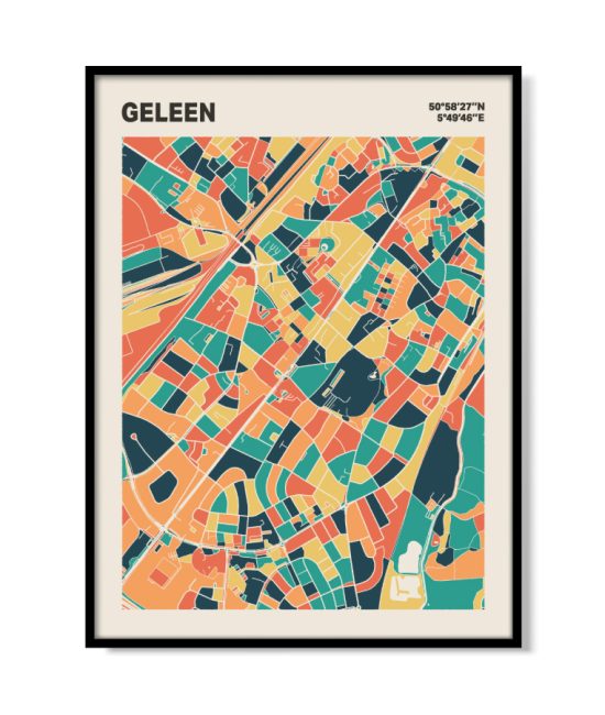 Plattegrond poster Licht Geleen mozaiek stl 01 mockup lijst 05 | Funky Fellow