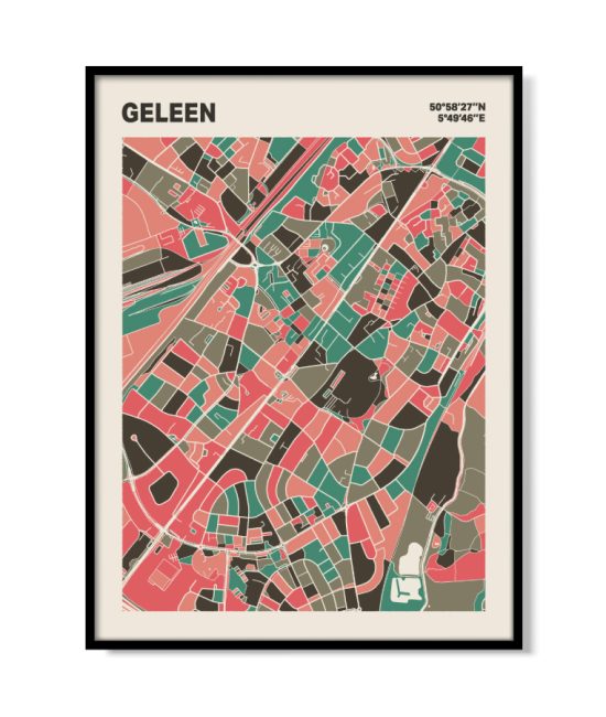 Plattegrond poster Licht Geleen mozaiek stl 02 mockup lijst 05 | Funky Fellow