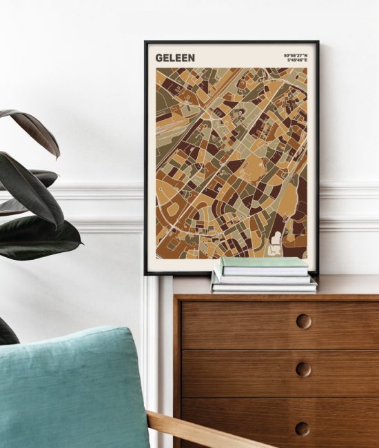 Plattegrond poster Licht Geleen mozaiek stl 03 Mockup stoel kast lijst 03 | Funky Fellow