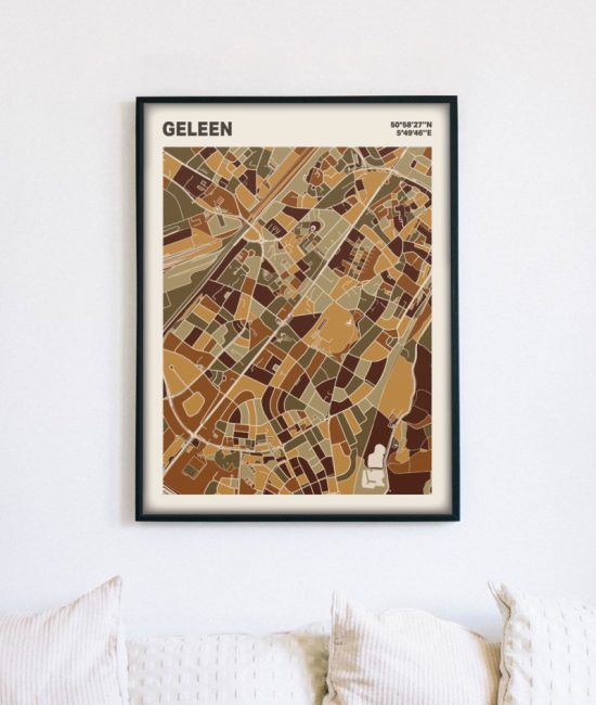 Plattegrond poster Licht Geleen mozaiek stl 03 mockup lijst muur bank 02 | Funky Fellow