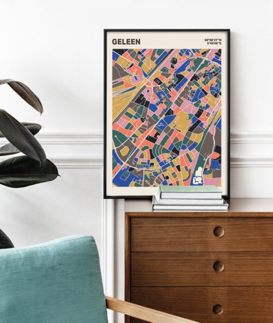 Plattegrond poster Licht Geleen mozaiek stl 05 Mockup stoel kast lijst 03 | Funky Fellow