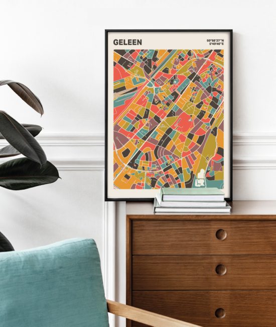 Plattegrond poster Licht Geleen mozaiek stl 07 Mockup stoel kast lijst 03 | Funky Fellow