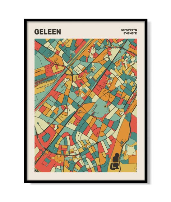 Plattegrond poster Licht Geleen mozaiek stl 08 mockup lijst 05 | Funky Fellow