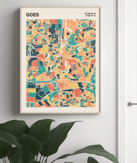 Plattegrond poster Licht Goes mozaiek stl 01 Mockup muur plant lijst 04 | Funky Fellow