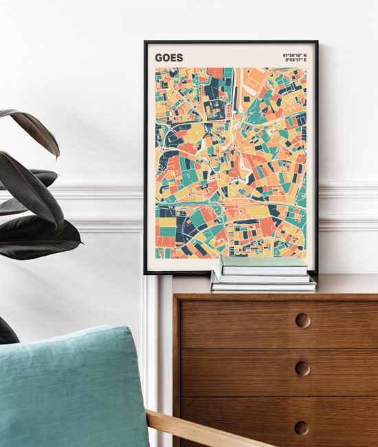 Plattegrond poster Licht Goes mozaiek stl 01 Mockup stoel kast lijst 03 | Funky Fellow