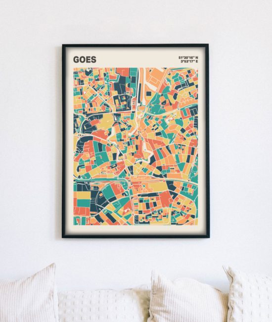 Plattegrond poster Licht Goes mozaiek stl 01 mockup lijst muur bank 02 | Funky Fellow