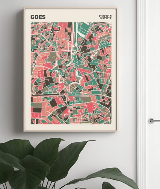 Plattegrond poster Licht Goes mozaiek stl 02 Mockup muur plant lijst 04 | Funky Fellow
