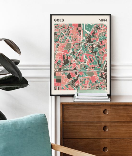 Plattegrond poster Licht Goes mozaiek stl 02 Mockup stoel kast lijst 03 | Funky Fellow