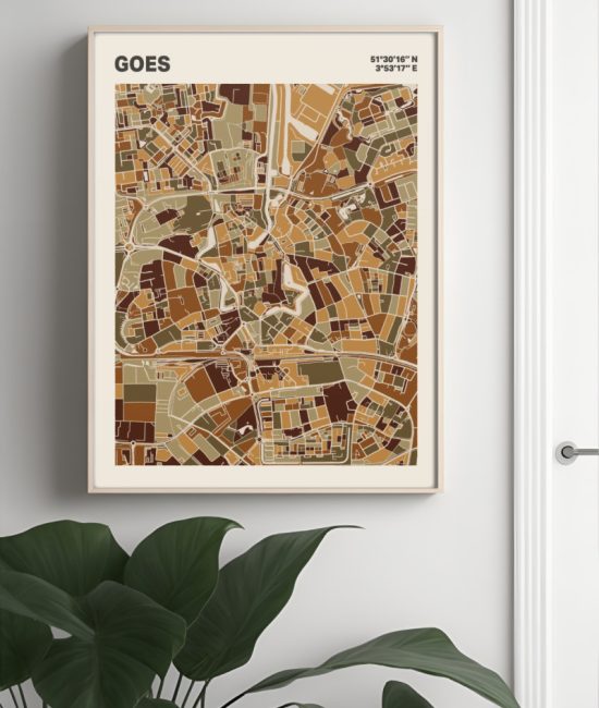 Plattegrond poster Licht Goes mozaiek stl 03 Mockup muur plant lijst 04 | Funky Fellow