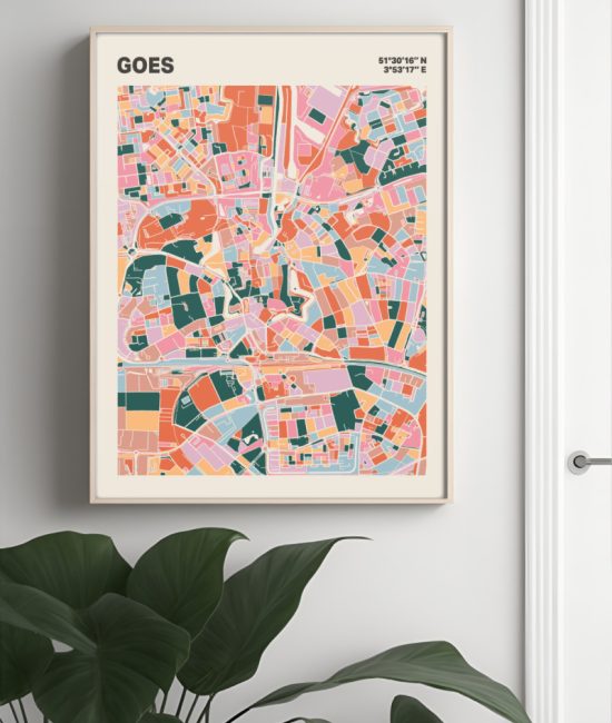 Plattegrond poster Licht Goes mozaiek stl 04 Mockup muur plant lijst 04 | Funky Fellow