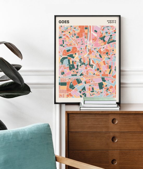 Plattegrond poster Licht Goes mozaiek stl 04 Mockup stoel kast lijst 03 | Funky Fellow