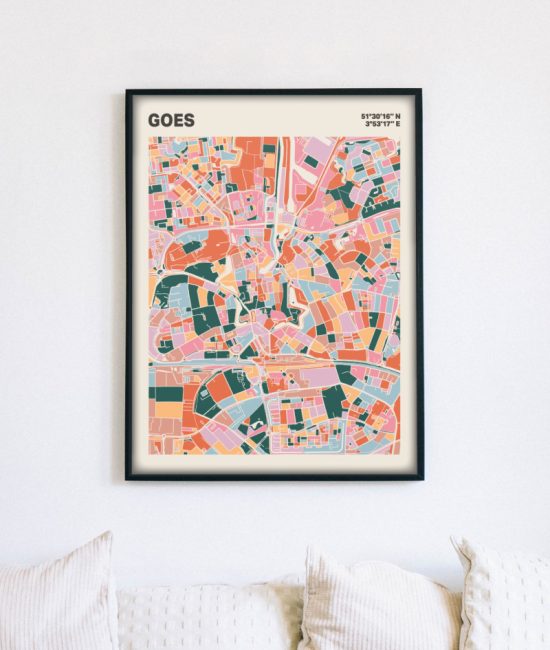 Plattegrond poster Licht Goes mozaiek stl 04 mockup lijst muur bank 02 | Funky Fellow