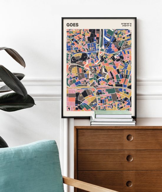 Plattegrond poster Licht Goes mozaiek stl 05 Mockup stoel kast lijst 03 | Funky Fellow