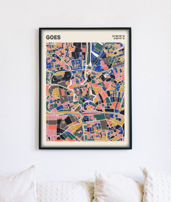 Plattegrond poster Licht Goes mozaiek stl 05 mockup lijst muur bank 02 | Funky Fellow