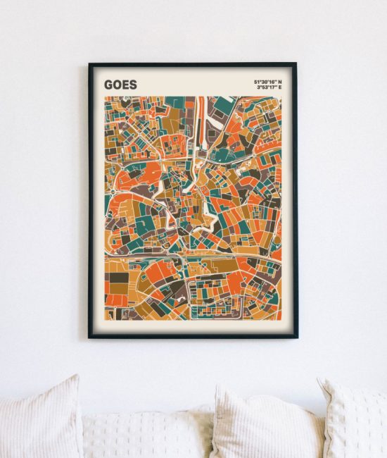 Plattegrond poster Licht Goes mozaiek stl 06 mockup lijst muur bank 02 | Funky Fellow