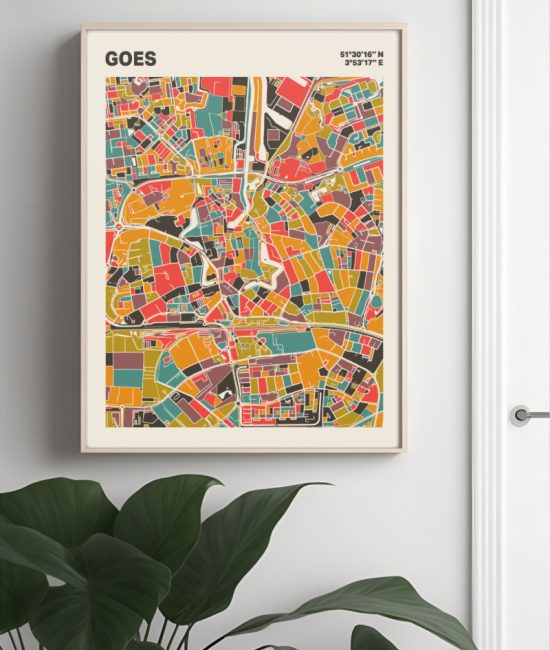Plattegrond poster Licht Goes mozaiek stl 07 Mockup muur plant lijst 04 | Funky Fellow
