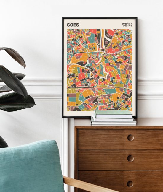 Plattegrond poster Licht Goes mozaiek stl 07 Mockup stoel kast lijst 03 | Funky Fellow