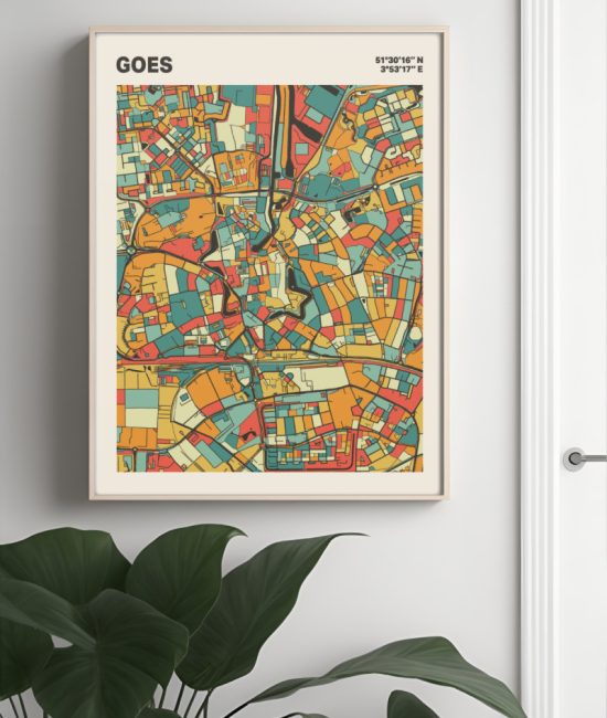 Plattegrond poster Licht Goes mozaiek stl 08 Mockup muur plant lijst 04 | Funky Fellow