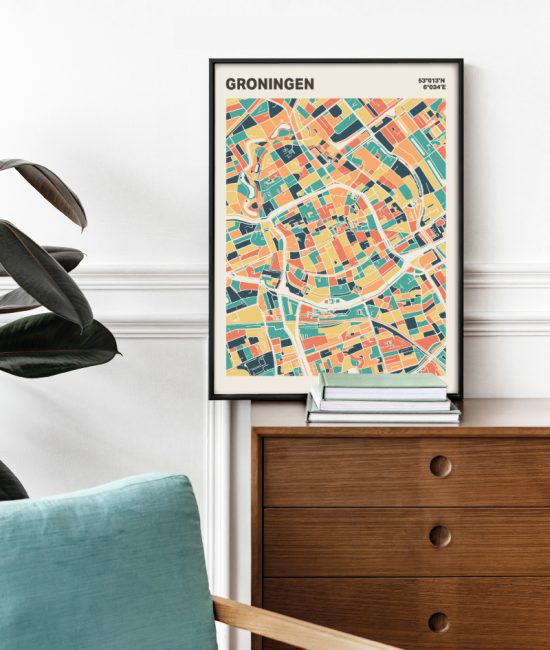 Plattegrond poster Licht Groningen mozaiek stl 01 2 | Funky Fellow
