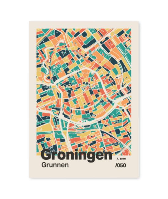 Plattegrond poster Licht Groningen mozaiek stl 01 7 | Funky Fellow