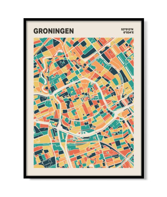 Plattegrond poster Licht Groningen mozaiek stl 01 | Funky Fellow