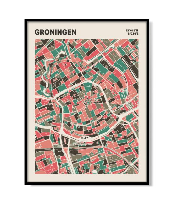 Plattegrond poster Licht Groningen mozaiek stl 02 1 | Funky Fellow