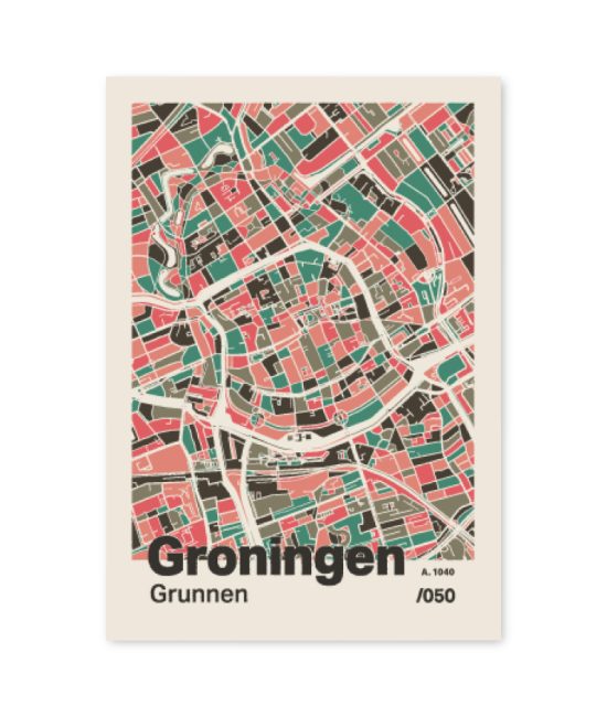 Plattegrond poster Licht Groningen mozaiek stl 02 7 | Funky Fellow