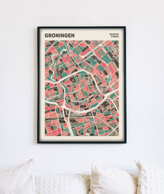 Plattegrond poster Licht Groningen mozaiek stl 02 | Funky Fellow