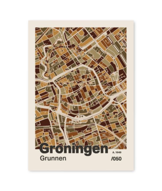 Plattegrond poster Licht Groningen mozaiek stl 03 7 | Funky Fellow