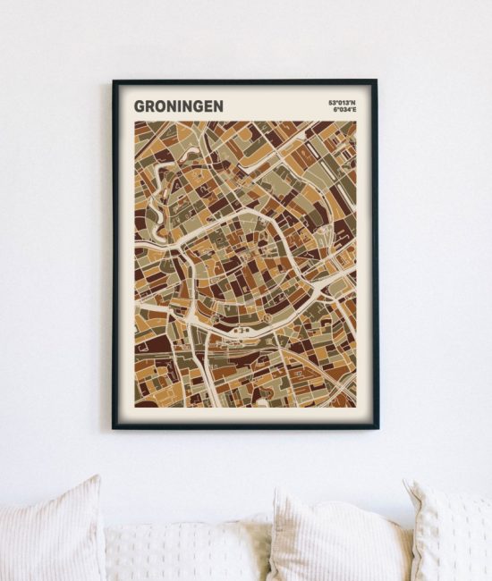 Plattegrond poster Licht Groningen mozaiek stl 03 | Funky Fellow