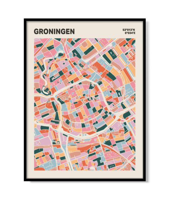 Plattegrond poster Licht Groningen mozaiek stl 04 1 | Funky Fellow