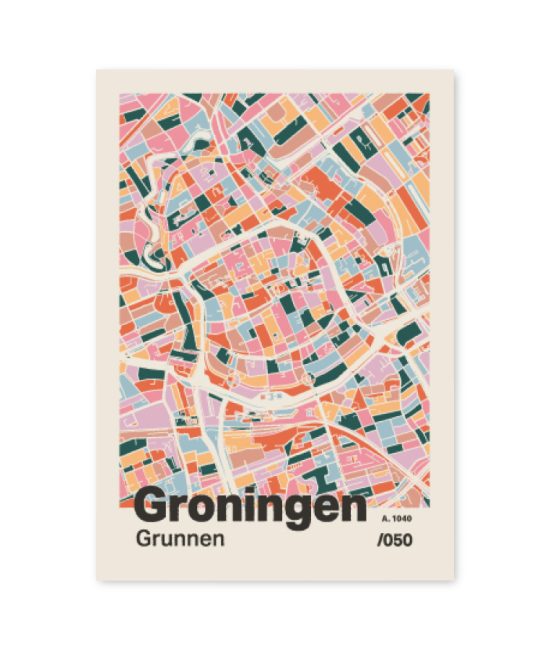 Plattegrond poster Licht Groningen mozaiek stl 04 7 | Funky Fellow