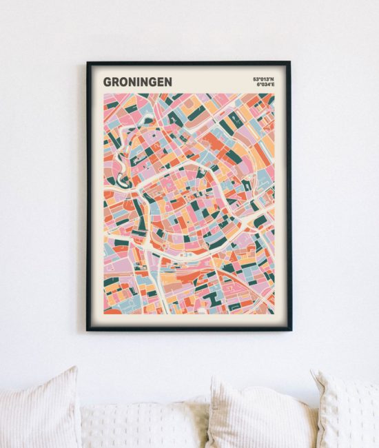 Plattegrond poster Licht Groningen mozaiek stl 04 | Funky Fellow