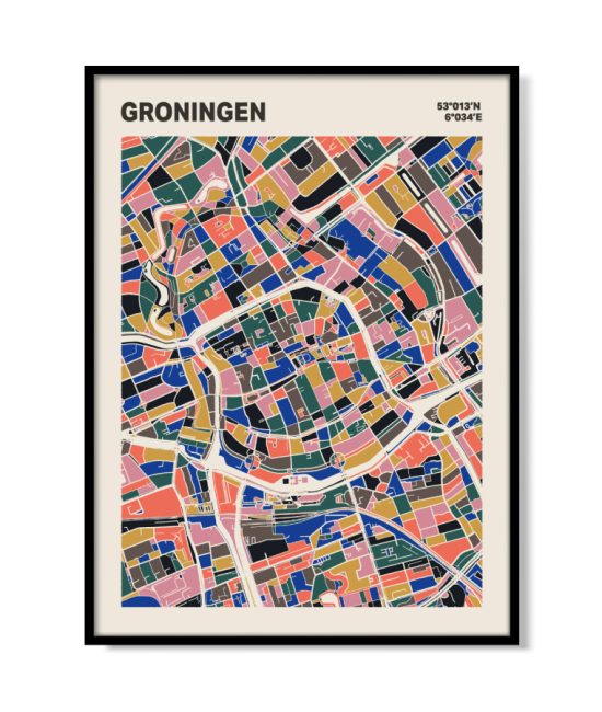 Plattegrond poster Licht Groningen mozaiek stl 05 1 | Funky Fellow