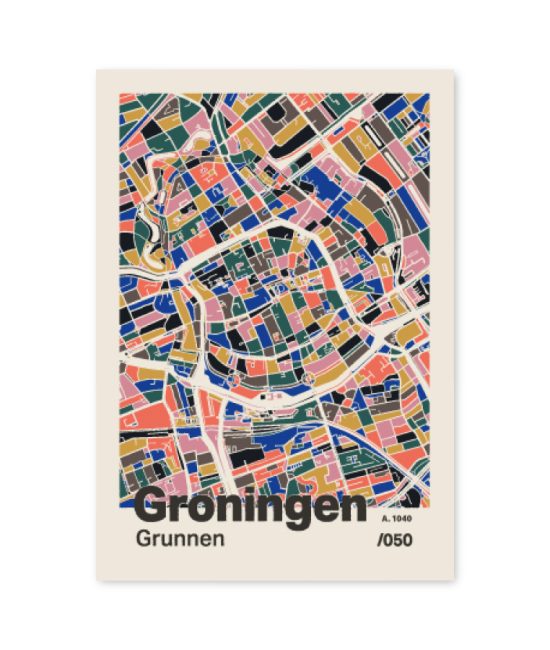 Plattegrond poster Licht Groningen mozaiek stl 05 7 | Funky Fellow