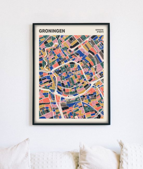Plattegrond poster Licht Groningen mozaiek stl 05 | Funky Fellow