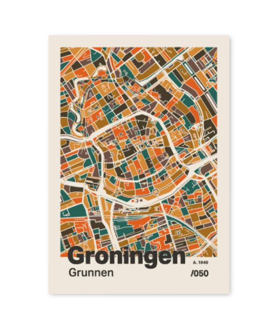 Plattegrond poster Licht Groningen mozaiek stl 06 7 | Funky Fellow