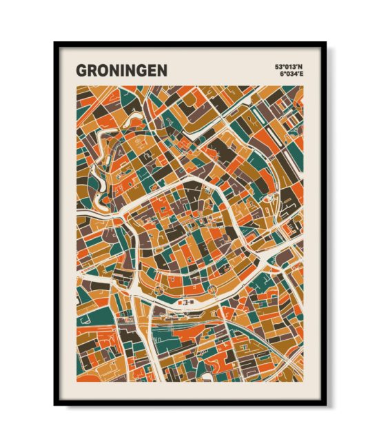 Plattegrond poster Licht Groningen mozaiek stl 06 | Funky Fellow